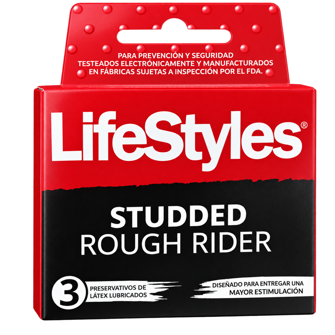 CONDONES LIFESTYLES STUDDED ROUGH RIDER 3 UNIDADES-FOTO1_1080x1080 Life Styles Studded rough rider - Imagen 1